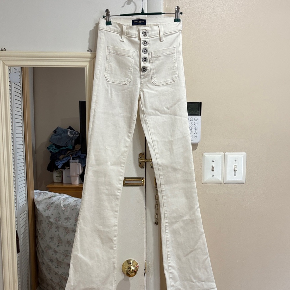 Ramy Brook Cream Button-Front Pants